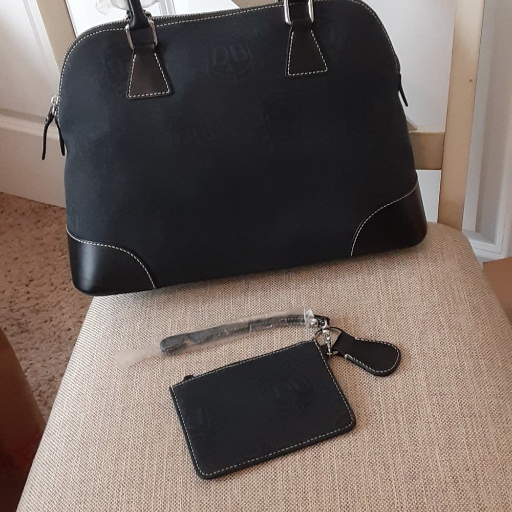 Vintage Donegal Crest Domed Satchel w/Leather Trim & Acc.